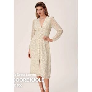 Adoore Dress Women 8 EU 38 Paris Lemon Midi Floral Parisian Chic Feminine Delica